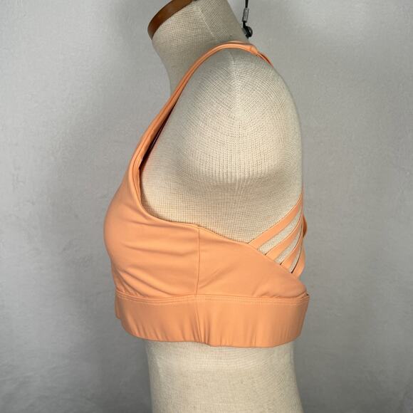 Zyia Active Orange Strappy 4 Cross Back Sports Bra Large Removable Padding Chrty - Picture 2 of 11